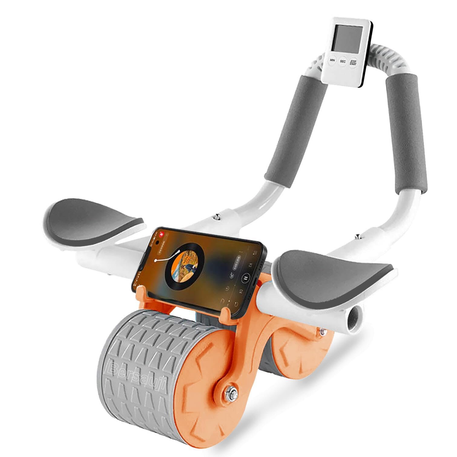 2026 Upgraded Ab Roller Wheel with Knee Mat &Timer - Automatic Rebound Abdominal Wheel with Elbow Support, Abs Workout Equipment for Core Strength Training, Ab Exercise Roller for Women Men