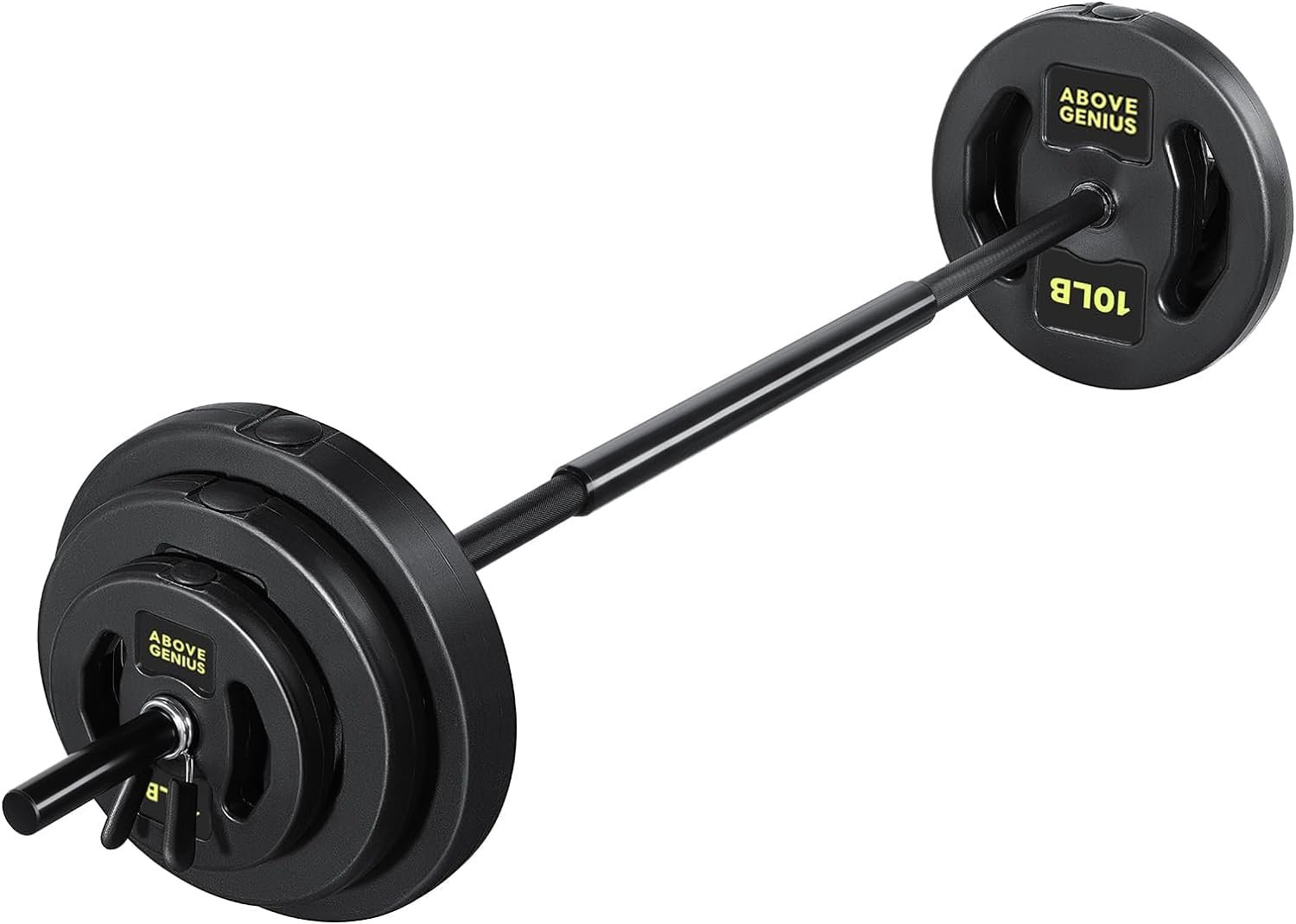 AboveGenius Barbell Weight Set, 45 LB Adjustable Free Weights Bar Set for Home Gym Strength Training, Full Body Workout, Muscle Building, Home Fitness Weight Lifting Equipment