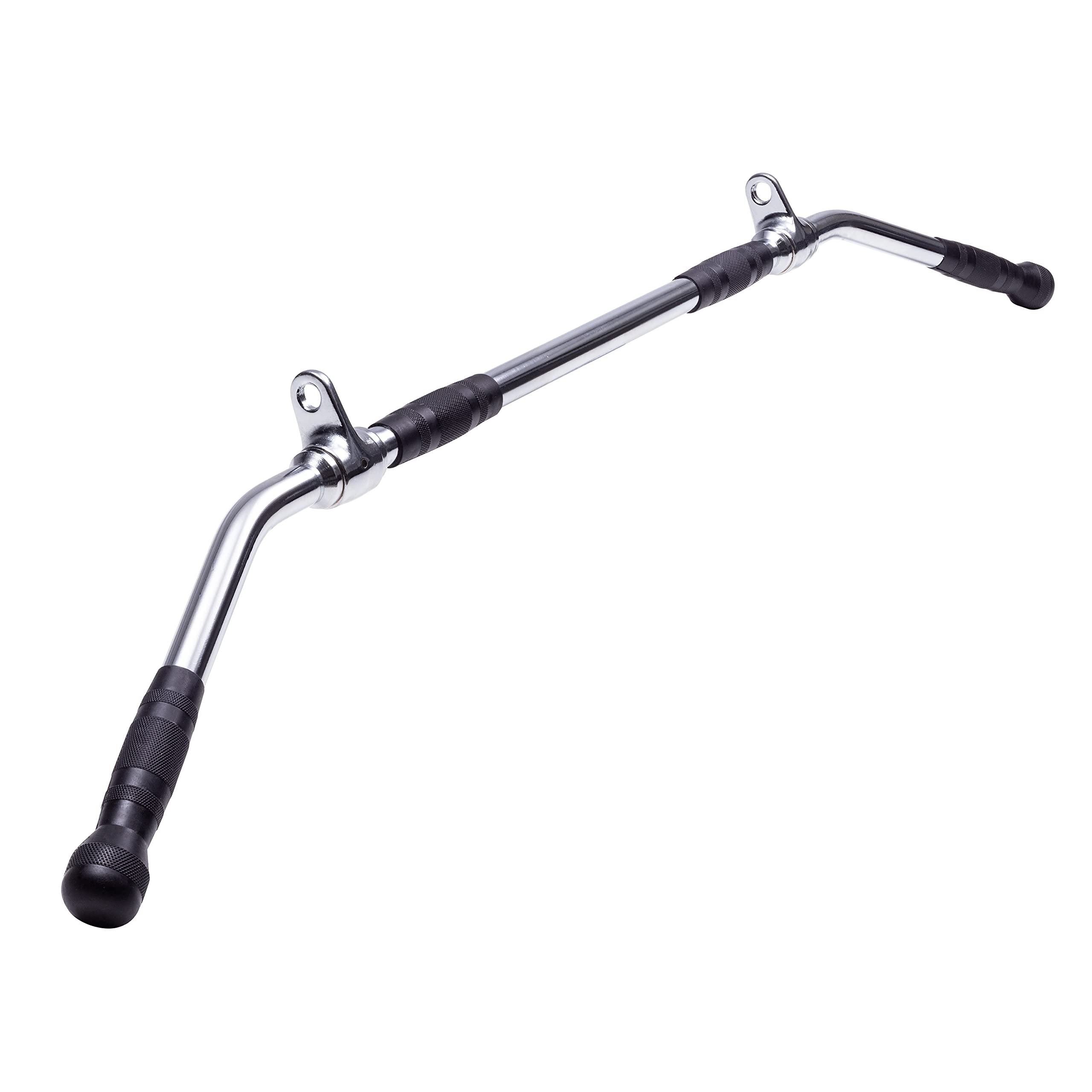 AmStaff 48" Straight Ez Curl Lat Pull Down Bar with Revolving Double Hook for Dual Pulley Cable Machines, Functional Trainer Multi-Purpose Attachment