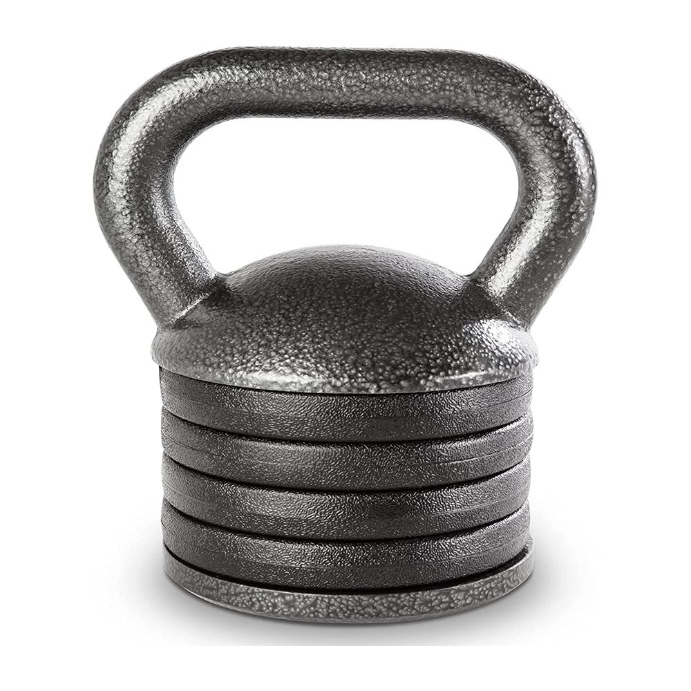 Apex 20lb Adjustable Cast Iron Kettlebell Handle, Compatible with 1” Weight Plates, Up to 50lb Load Capacity for Strength Training, Weightlifting, Home Workouts