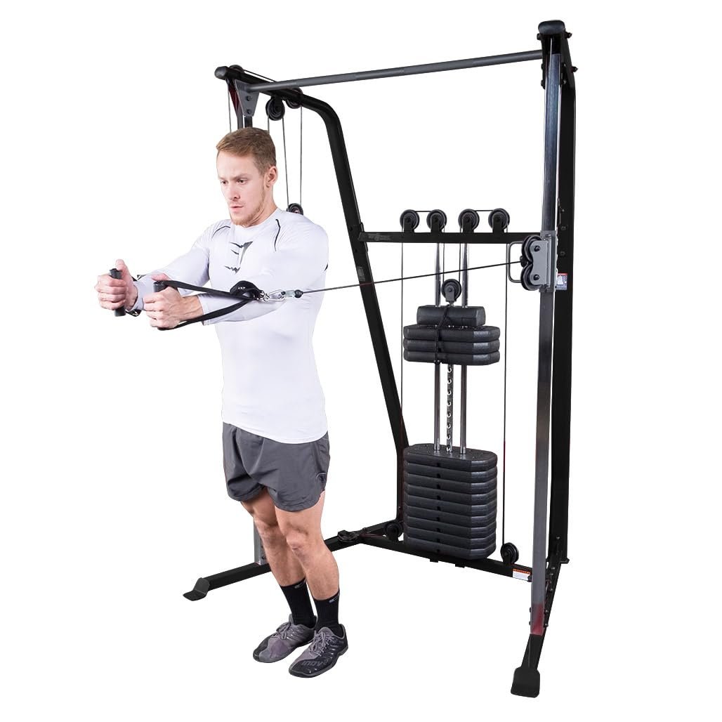 Body-Solid Best Fitness Functional Trainer Cable Machine, Full Body Workout Weight Stacks, Chest and Shoulder Exercise Home Gym LAT Pulldown Machines with 190lb Weights Stack