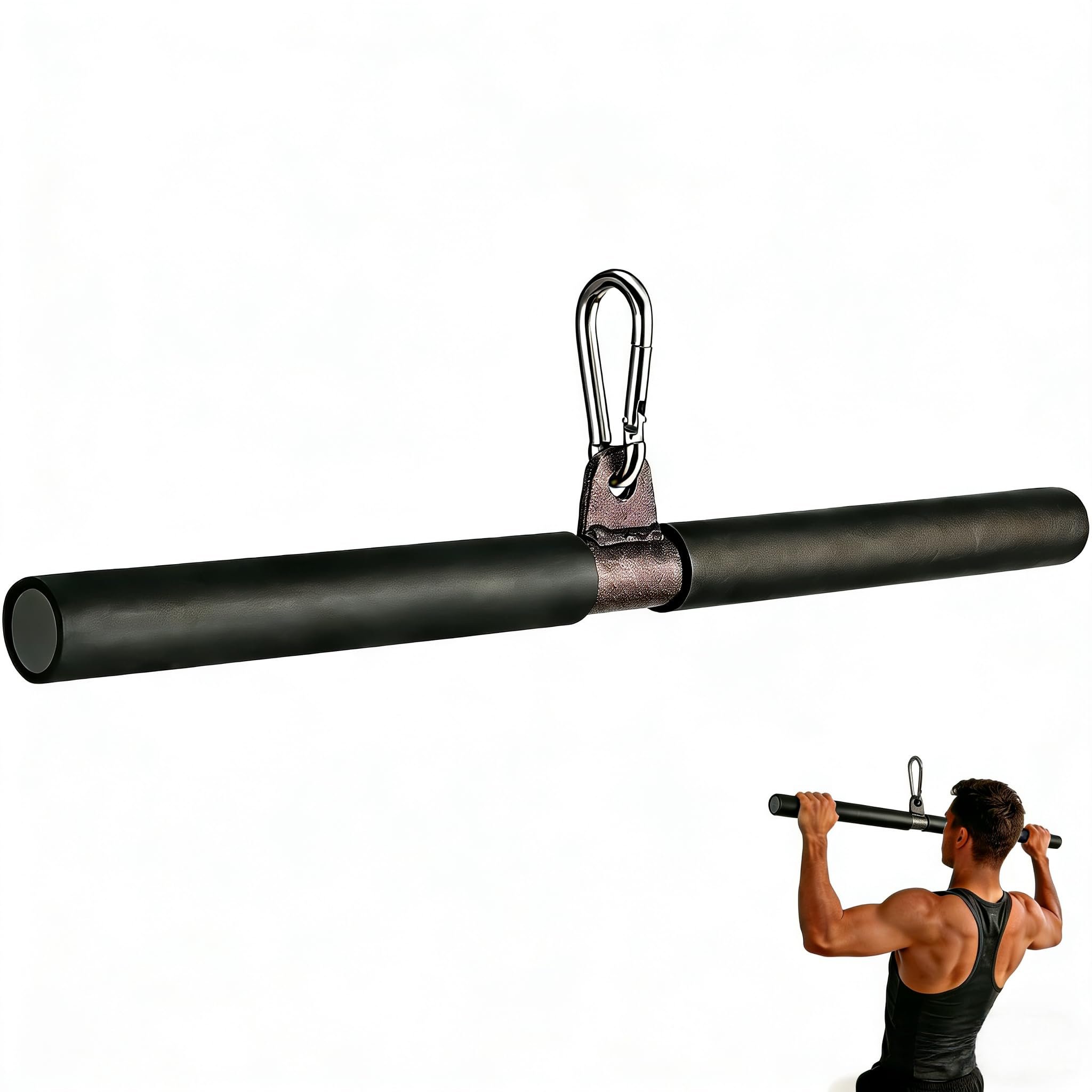 DIY Straight Bar, Bicep Pull With Soft Hand Grips - Weight Machine Accessories for Home Gym Workout