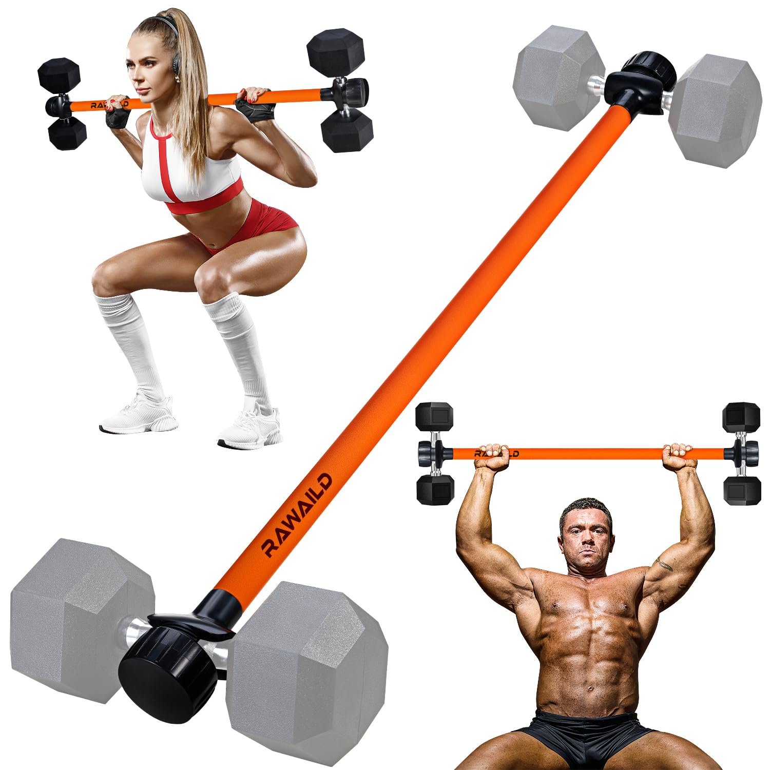 Dumbbell Converter, Convert Dumbbells to Barbell Set, Weight Bar for Bench Presses, Squats, Hip Thrust, Deadlifts, Home Weightlifting and Strength Training, Versatile Home Gym Equipment