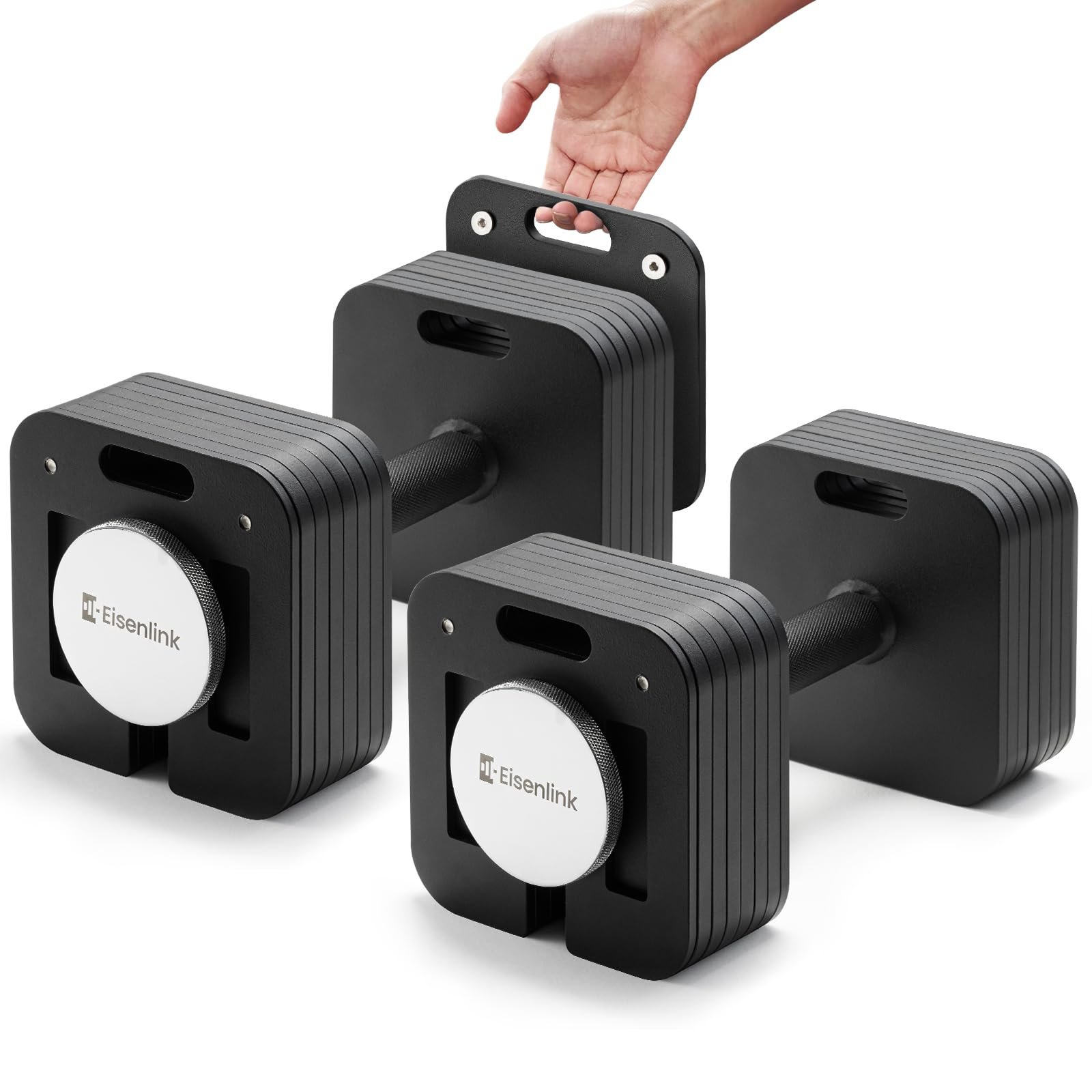 Eisenlink Adjustable Dumbbell Set, 10-50/80lb, 5lb Increments, Quick-Lock Square Weight Dumbbells for Home Gym Fitness (50/80lb×2)