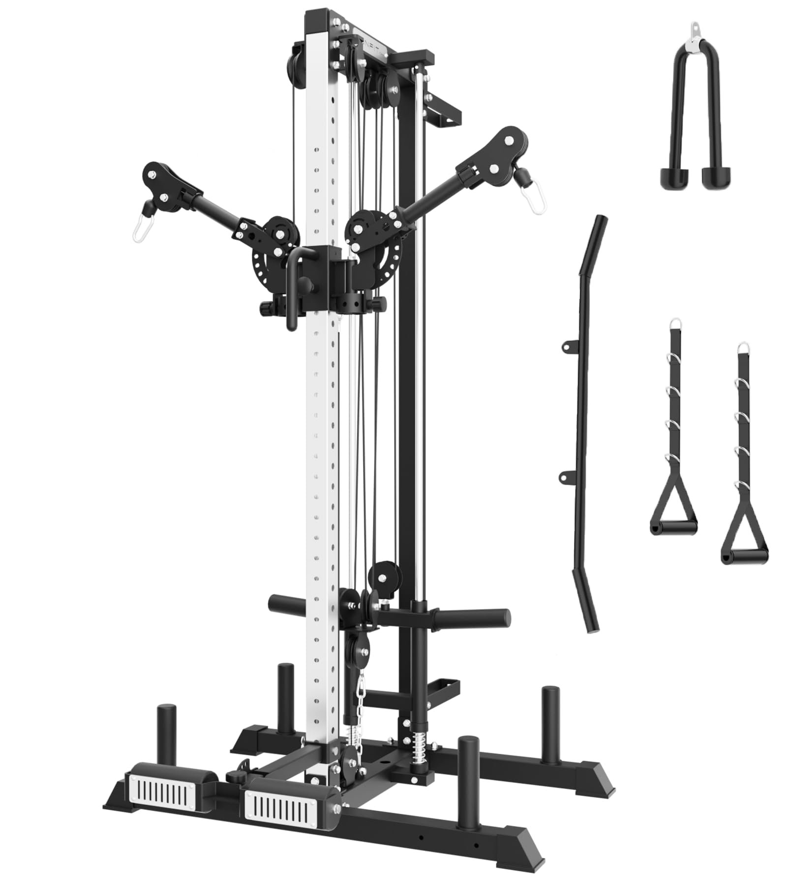 Eonfit E1 2.0 Wall Mounted Cable Machine for Home Gym, LAT Pulldown, Functional Trainer, Cable Crossover Machine Workout Station Pulley System Cable Tower with Leg Holder