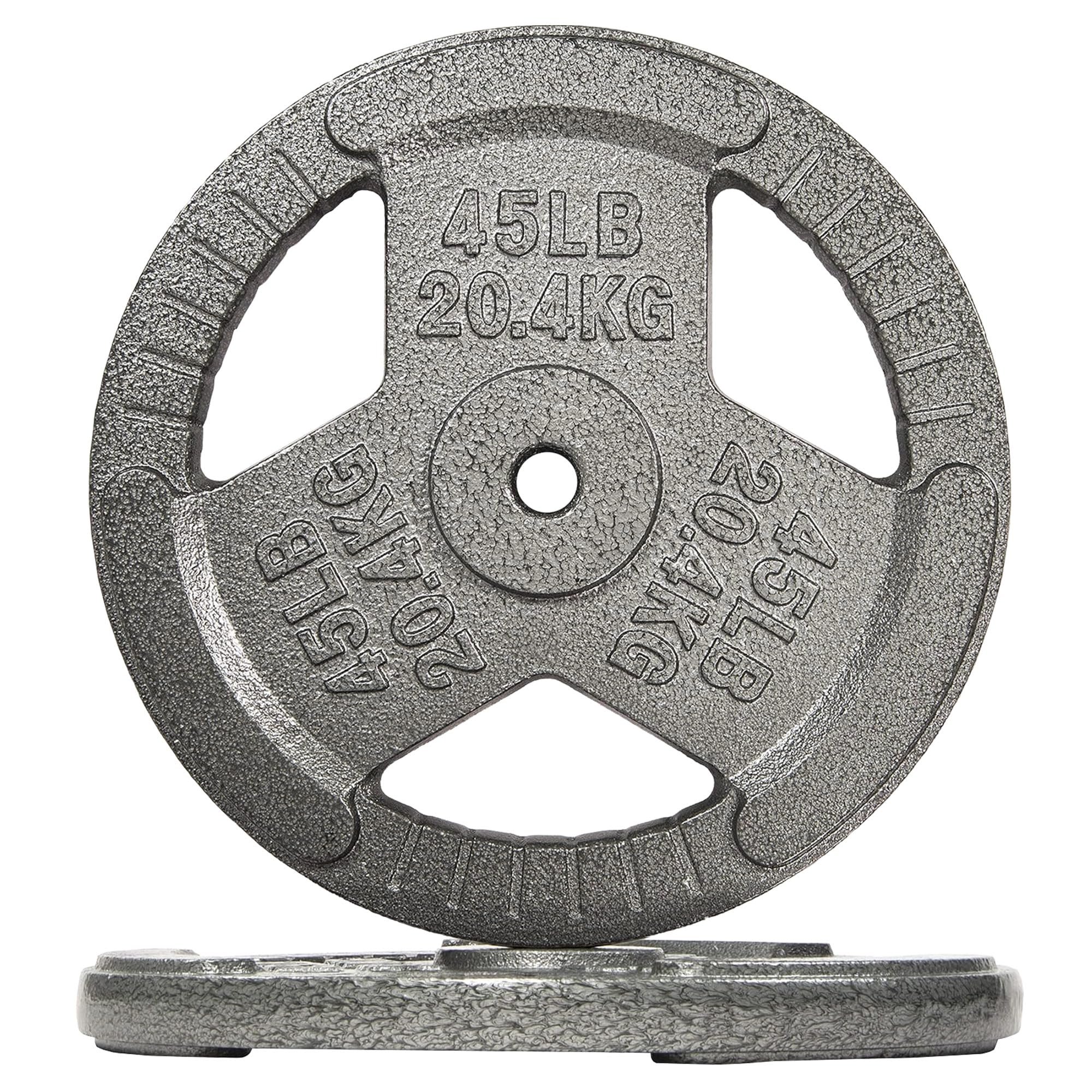 Fitvids 1 Inch Standard Barbell Weight Plates, 2.5 LB to 45 LB Plates for Home Gym Strength Training, Triple-handle Design