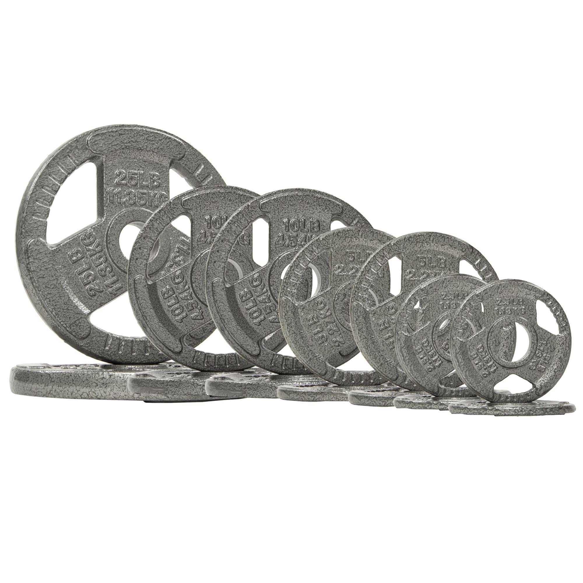 Fitvids 2 Inch Olympic Barbell Weight Plates Set, 70/120 LB Barbell Weight Set for Home Gym Strength Training, Triple-handle Design