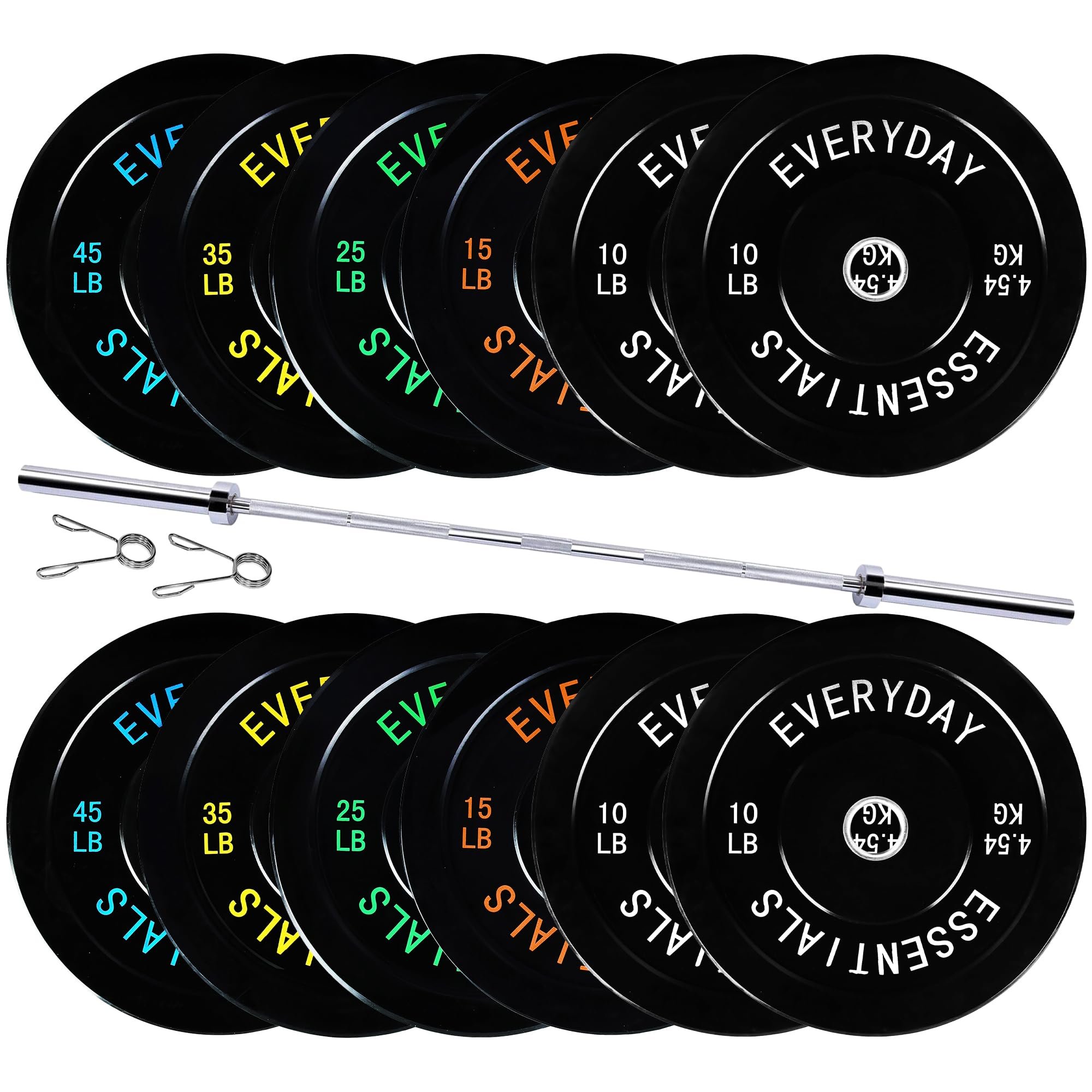 Fitvids 2-Inch Olympic Bumper Plates, Perfect Weight Plates for Weightlifting and Strength Training, Multiple Weights Available