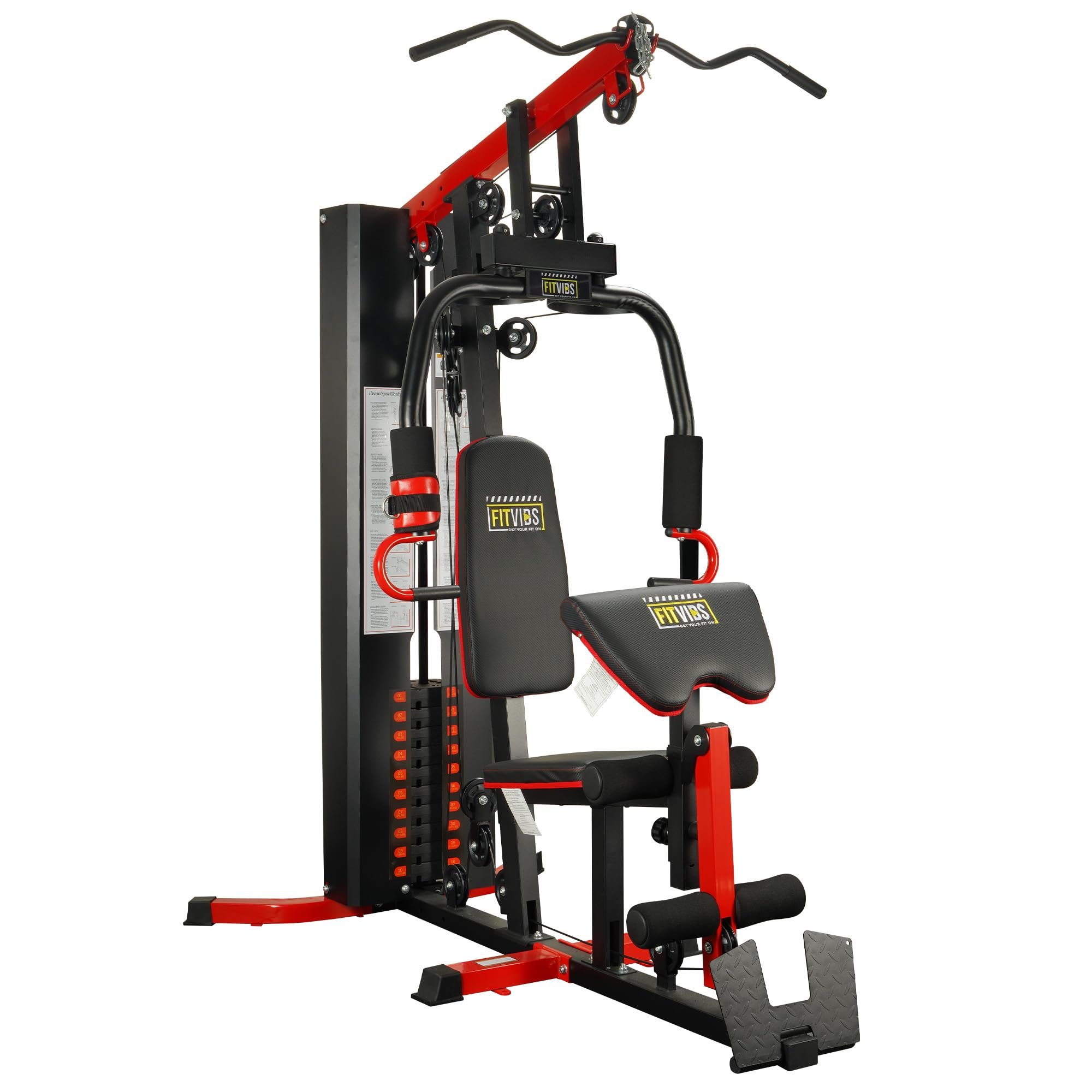 Fitvids Home Gym Equipment, Multifunctional Full Body Workout Weight Machine Station with Weight Stack, All in One Exercise Equipment with Pulley System & Seated Rowing for Home Gym Strength Training