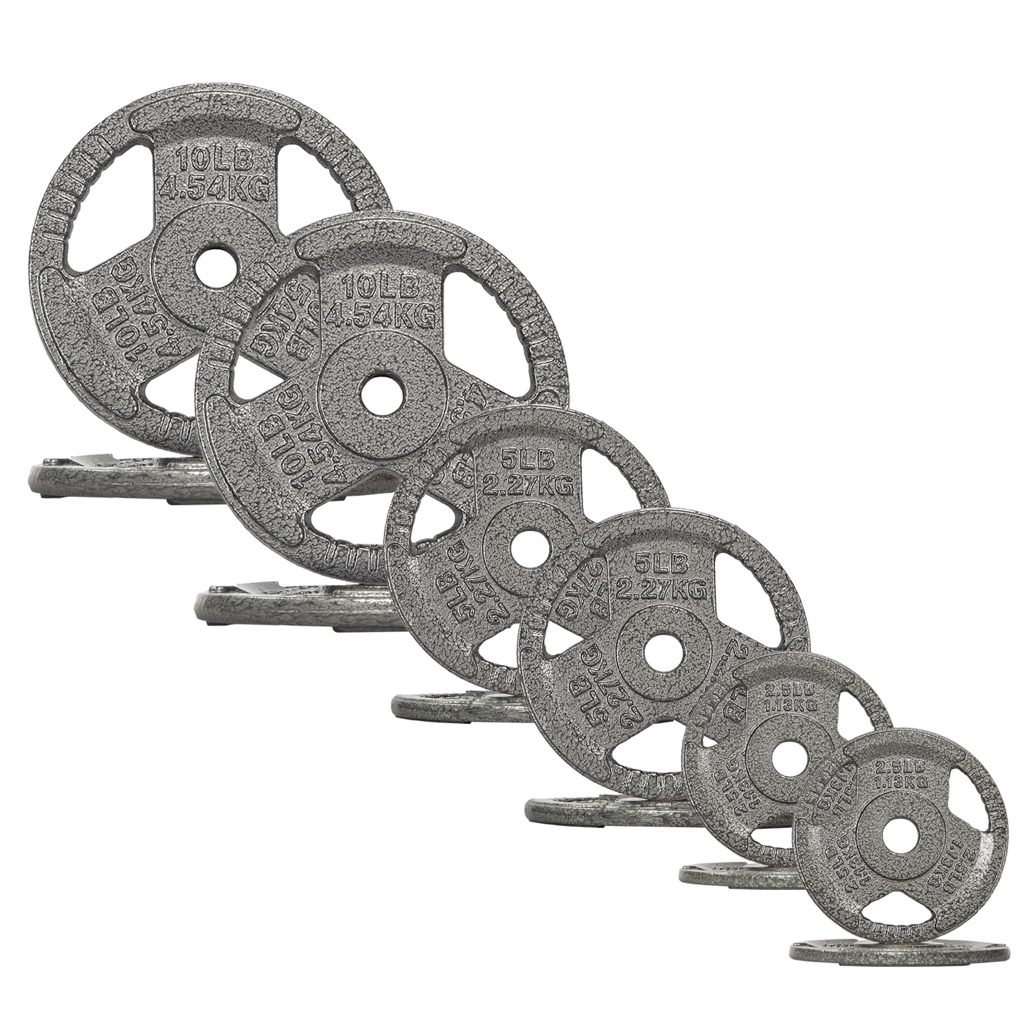 Fitvids Standard Cast Iron 1-Inch Weight Plates for Strength Training & Weightlifting, 35LB/70LB/120LB