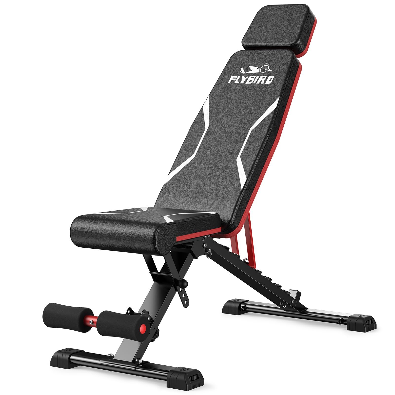 FLYBIRD WB3 Weight Bench up to 6'5", 750LBS Capacity Adjustable Weight Bench for Workout, 27LBS Sturdy Foldable Bench Press for Home Gym, 5X Stable Lifting Bench Incline Decline Flat Dumbbell Exercise