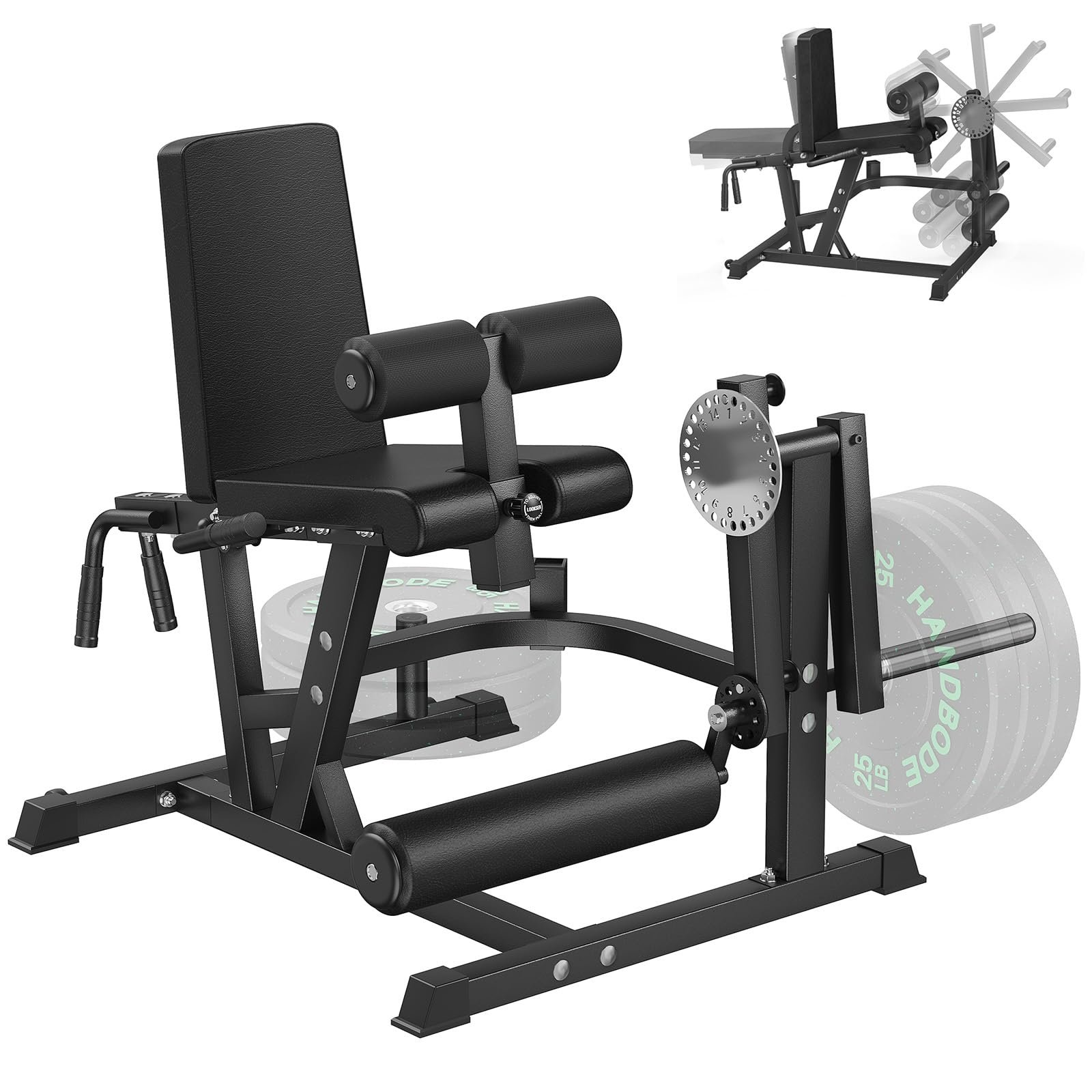 HANDBODE Leg Extension and Curl Machine, Adjustable Leg Exercise Machine, 800 lb Seated Leg Press Extension and Lying Hamstring Curl Machine for Home Gym, Leg Workout Equipment Fits 1'' and 2'' Plates