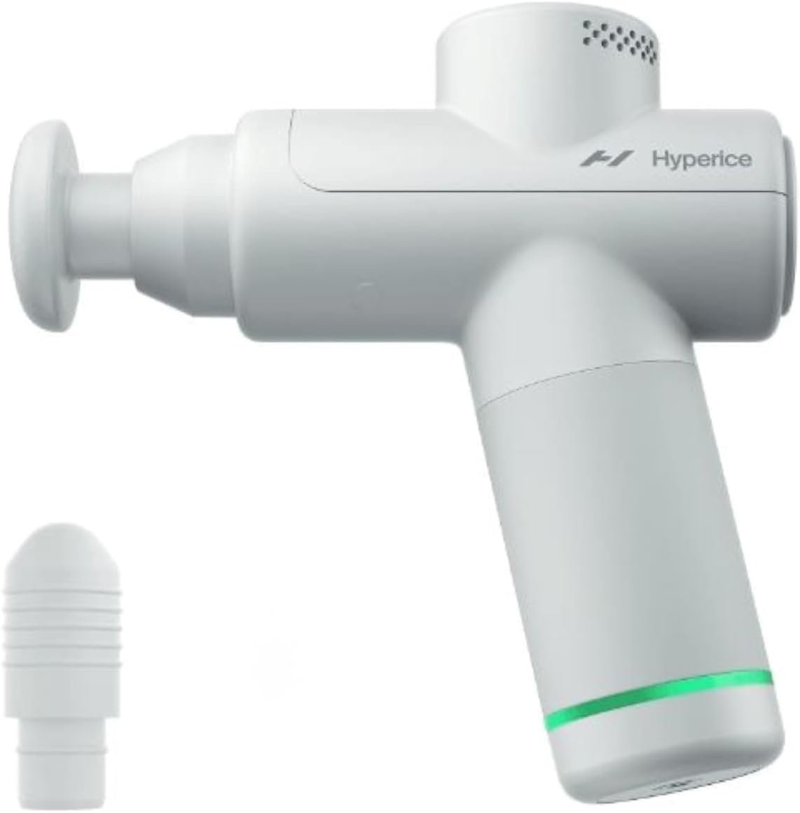 Hypervolt Go 2 Artic Grey - Featuring Quiet Glide Technology - Handheld Percussion Massage Gun | 3 Speeds, 2 Interchangeable Heads | Helps Relieve Sore Muscles and Stiffness - FSA and HSA Eligible