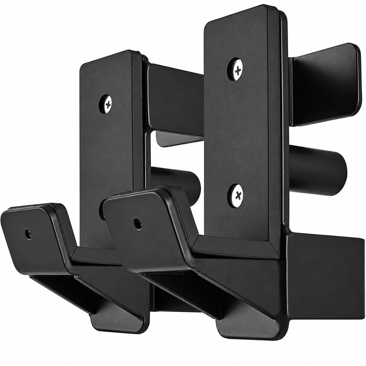 J Hooks for 2" x 2" Power Rack, Rubber Pad J-Hook for Power Cage, Bottom Reinforced Steel J Cups for Squat Rack, Heavy Duty Barbell Holder, Black