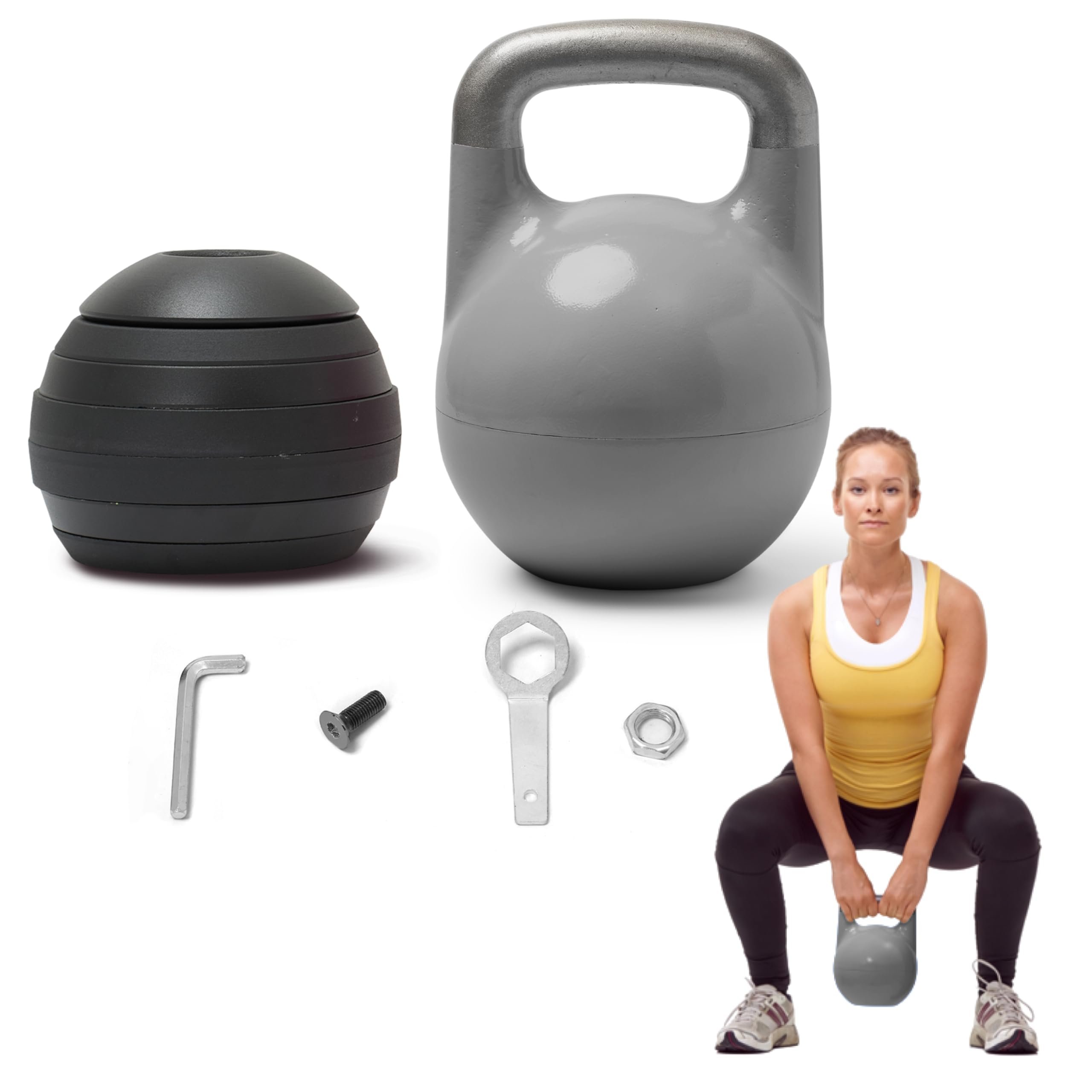 Kettlebell Kings Adjustable Kettlebell Set, 26-70 lb - Strength Training Kettlebells with 7 Plates - Secure Lock System and Durable Steel Kettle Bell for Swings, Squats, Presses and Full-Body Training