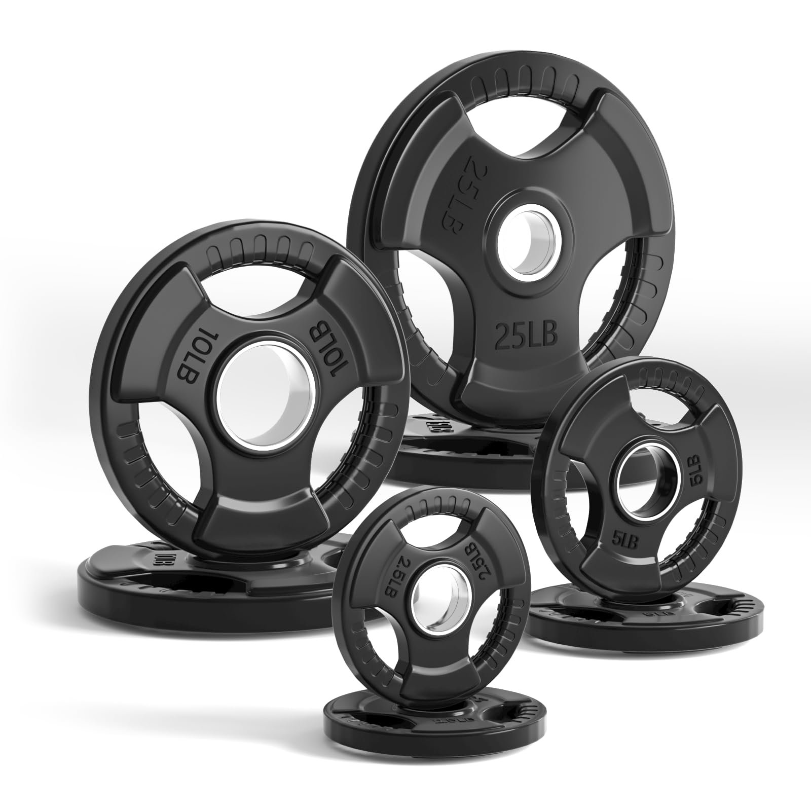 LIONSCOOL 2-Inch Rubber Olympic Grip Weight Plates for Strength Training, Weightlifting, Solid Cast Iron Plate for Barbell in Single/Pair/Set for Home & Gym (2.5-45LB), One Year Warranty