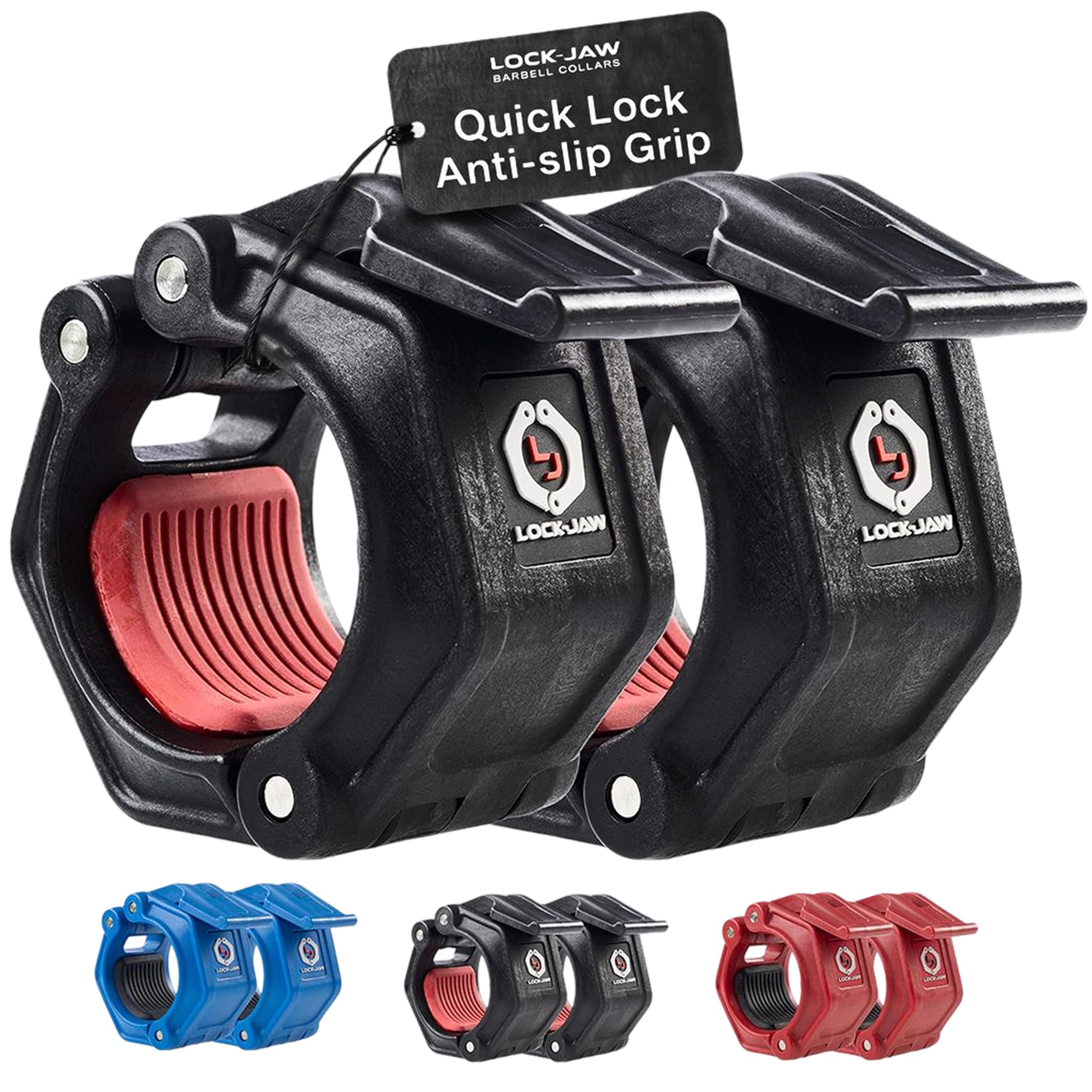 Lock-Jaw OLY 2 Barbell Collars Olympic Barbell Clamps 2 Pcs – Heavy Duty Bar Clamps for 2” & 50mm Olympic Bars – Secure Weight Bar Clamps for Strength Training & Home Gym Accessories – Quick Release