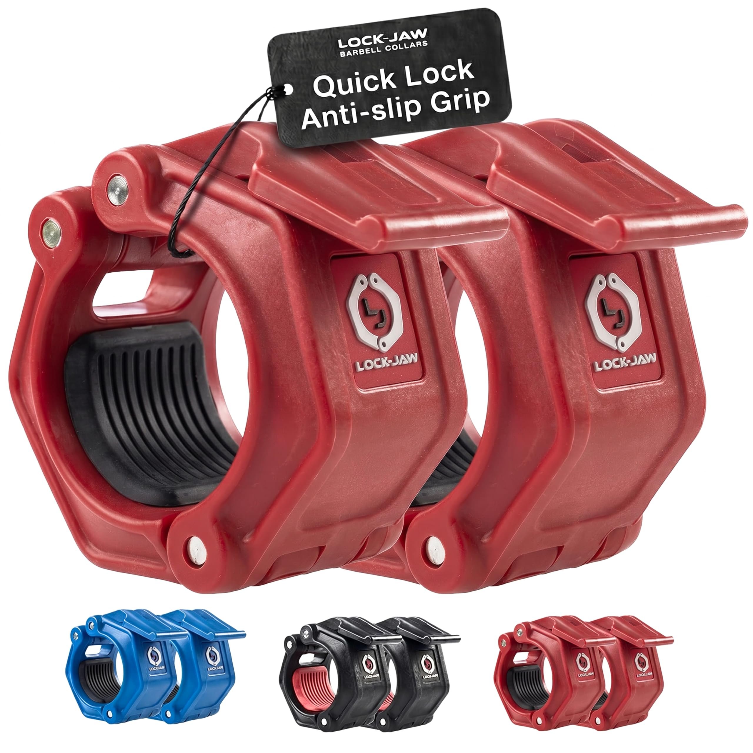 Lock-Jaw OLY 2 Barbell Collars Olympic Barbell Clamps 2 Pcs – Heavy Duty Bar Clamps for 2” & 50mm Olympic Bars – Secure Weight Bar Clamps for Strength Training & Home Gym Accessories – Quick Release