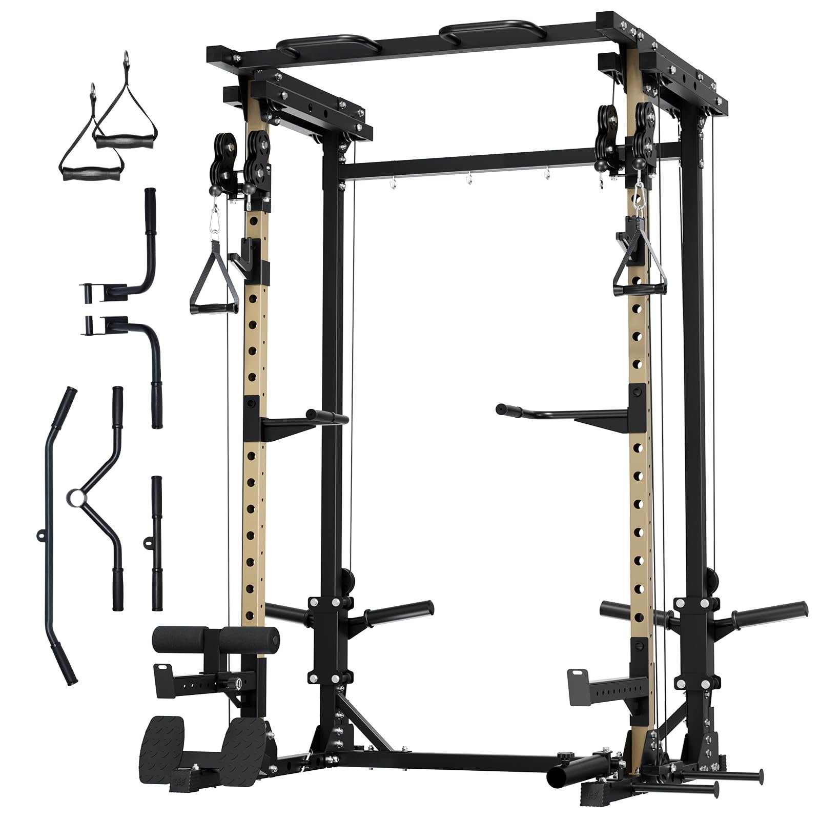 MAJOR FITNESS Drone3 Power Rack, 2500lbs Multi-Function Home Gym Squat Rack with Dual Pulley System, Pull-Up Bar & J-Hooks, Heavy-Duty Steel Frame for Maximum Stability & Strength Training