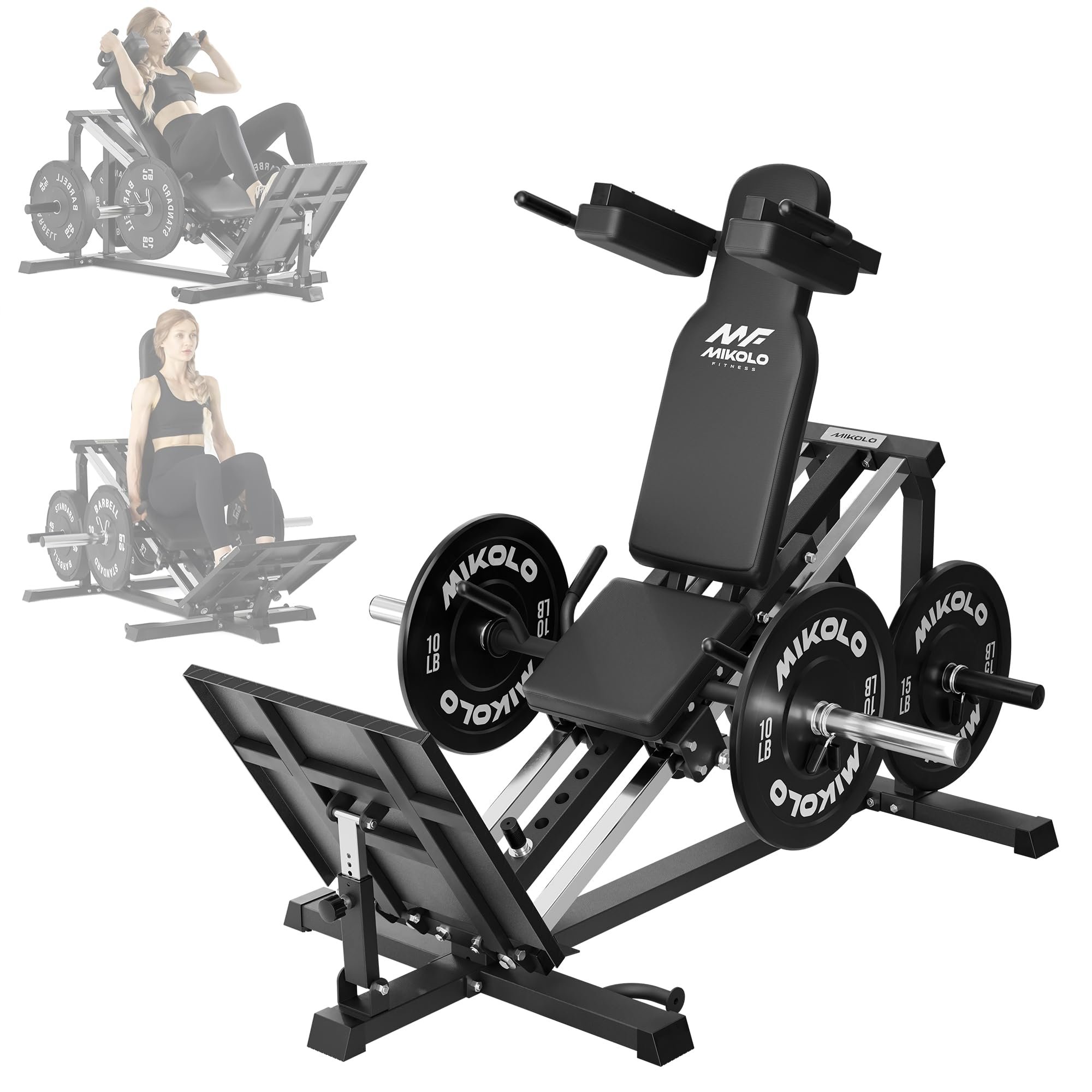 Mikolo Leg Press Hack Squat Machine, 30-Degree Compact Leg Press Machine for Home Gym, Hack Squat Machine with Removable Shoulder Pad, Lower Body Workout Equipment