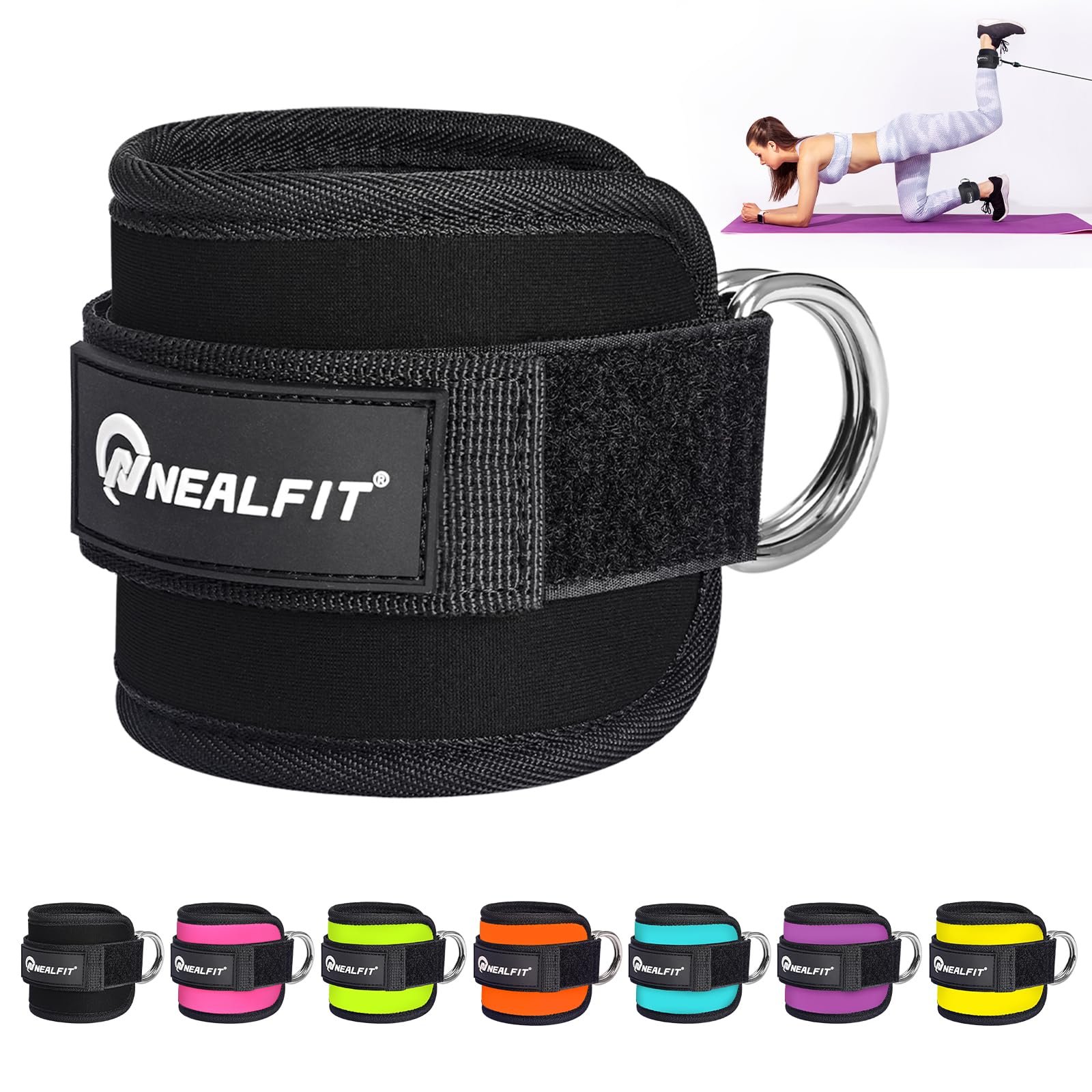 NEALFIT Ankle Strap for Cable Machine, Gym Ankle Cuff for Kickbacks, Leg Extensions, Glute Workouts, Booty Hip Abductors Exercise for Women and Men