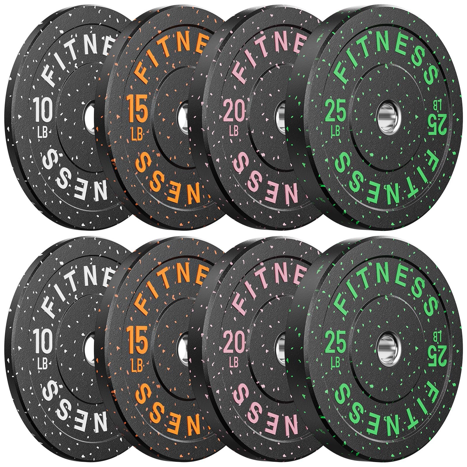 Papababe Weight Plates, 2-Inch Weights Plates Set, Floor Protective Rubber Weight Plates, 10-600lbs Bumper Plates for Barbell Strength Training & Weightlifting (Single/Pair/Full Set)