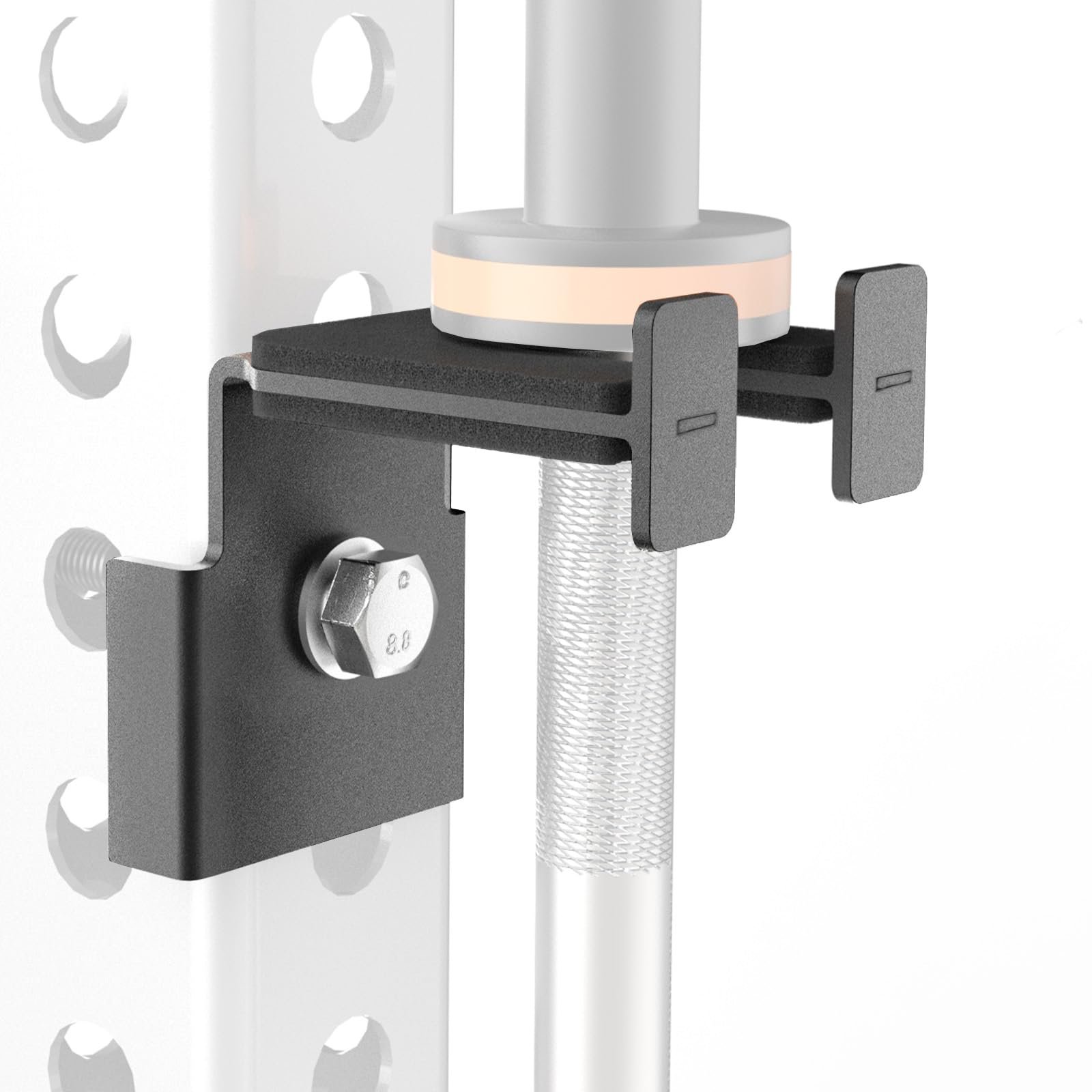 Rack-Mounted Olympic Barbell Holder for 2x2 & 2x3 Power Racks, No Drilling Required – Heavy-Duty Steel Storage with Protective Padding, Space-Saving Gym Equipment