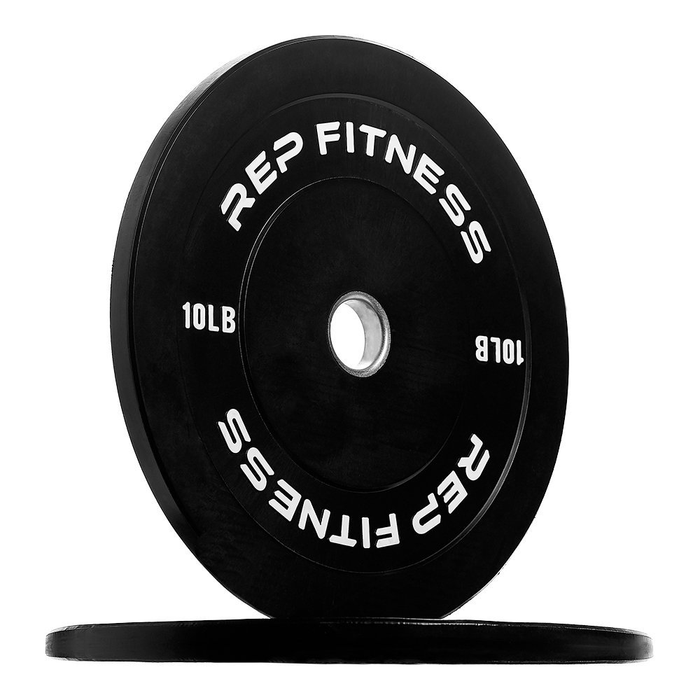 REP Fitness Rubber Bumper Plates, 5Lb to 370 lb Set Pairs, Olympic Standard Weights, Shock Absorbing Low Bounce Design, For Home Gyms, Fitness Centers, Strength Workouts, Barbell Use