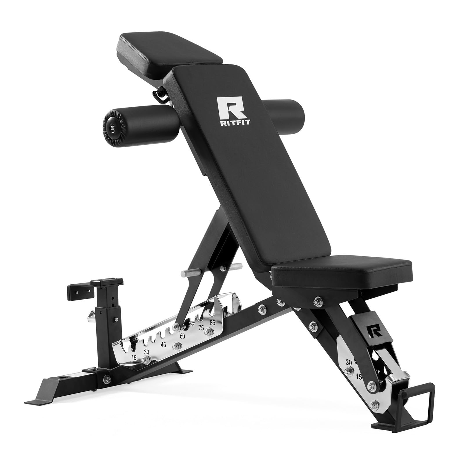 RitFit Adjustable/Foldable Utility Weight Bench for Home Gym, Weightlifting and Strength Training - Bonus Workout Poster with 35 Total Body Exercises