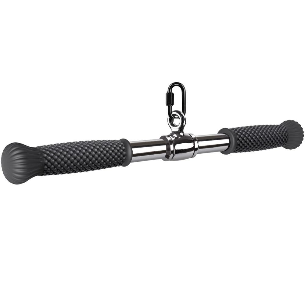 SELEWARE Rotating Straight Bar, Tricep Rope, Double D Row Handle, Rotating V Handle, Cable Machine Attachment with Non-Slip Soft Rubber Grip, Universal Attachment for Cable Machines