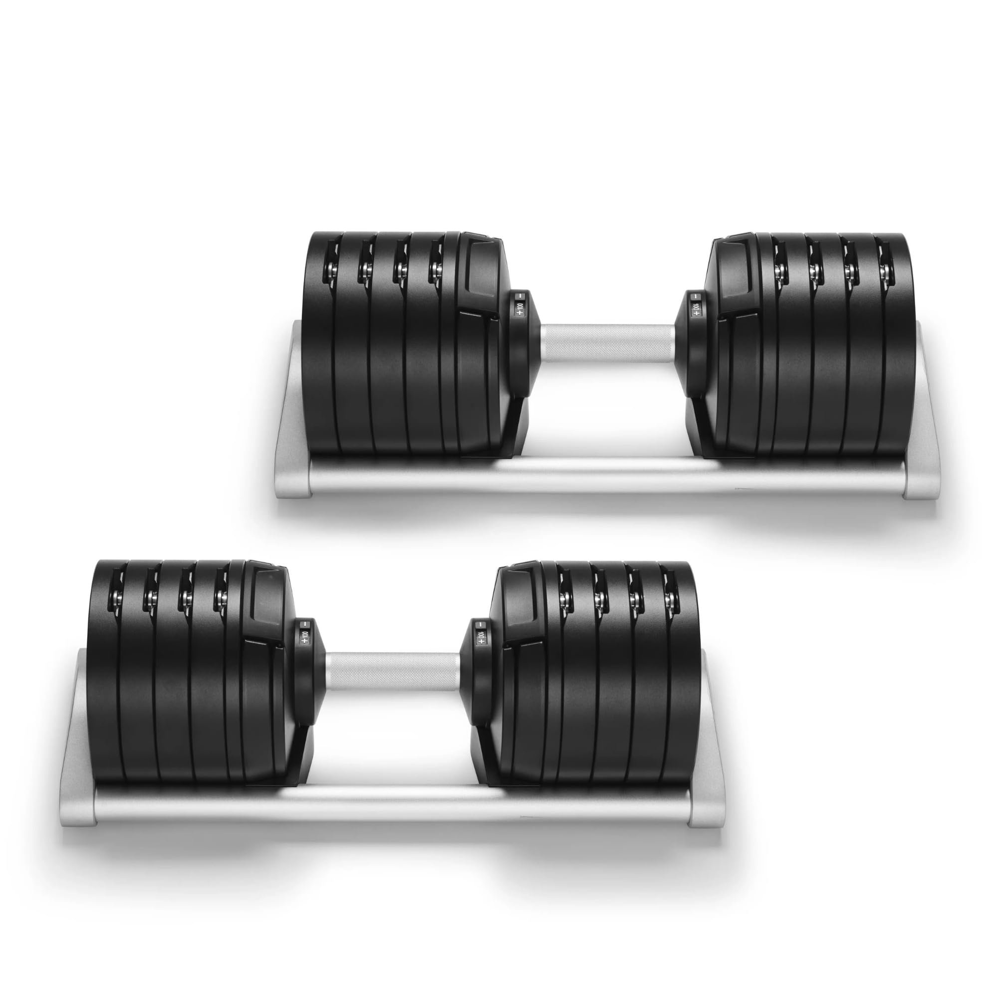 SMRTFT NUOBELL Adjustable Dumbbells 5–100 lb Set | Original NUOBELL | 26 Weights in 1 for Home Gym Strength Training | Steel-Knurled Handle | Space-Saving Dumbbell Set of 2 | 2-Year Warranty