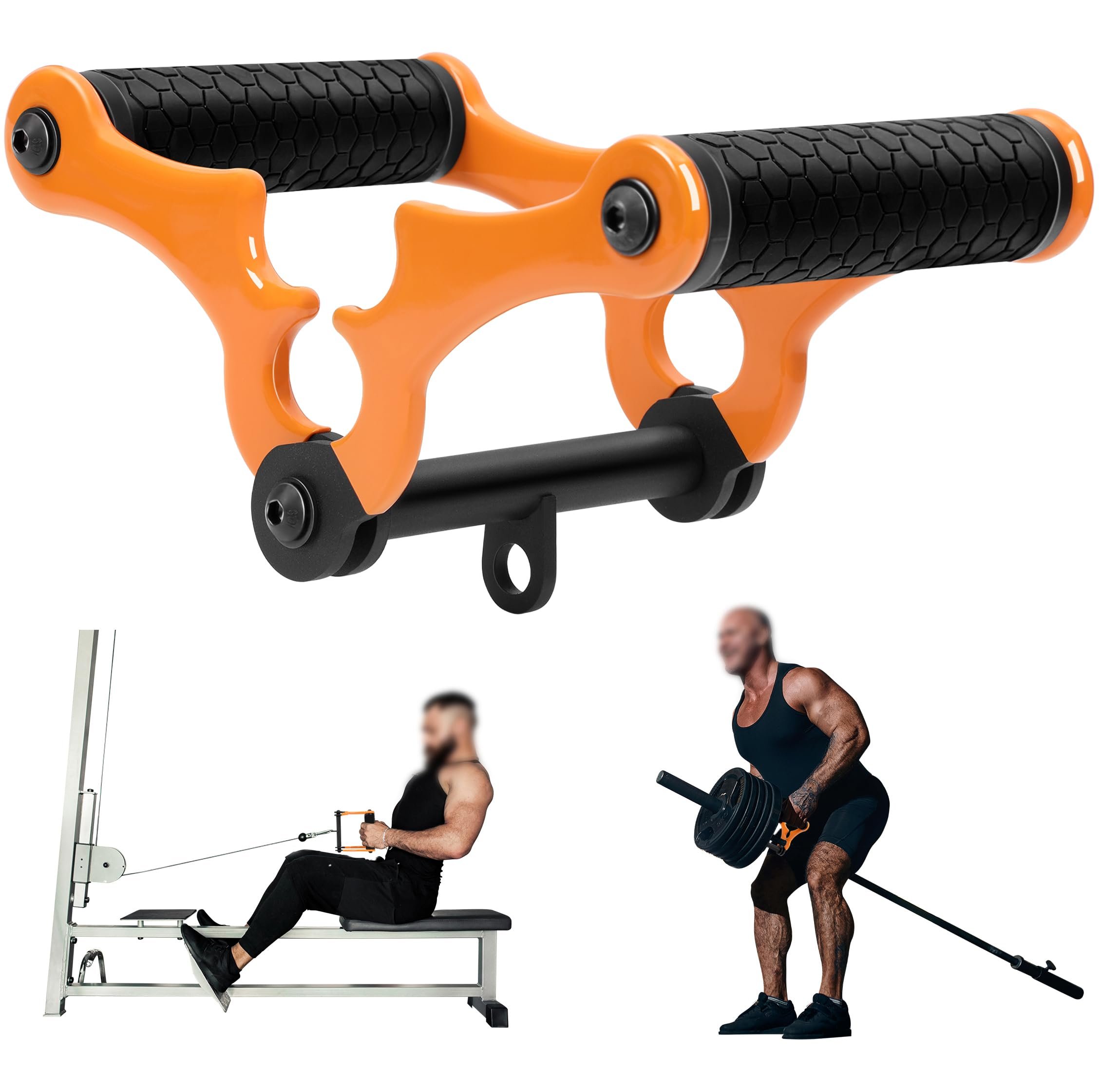 V Bar Landmine Attachment T Bar Handle for Barbell Bars，Foldable V Bar Row Handle Double D Row Handle with Rubber Coating T-Row Attachment for Strength Training Bars