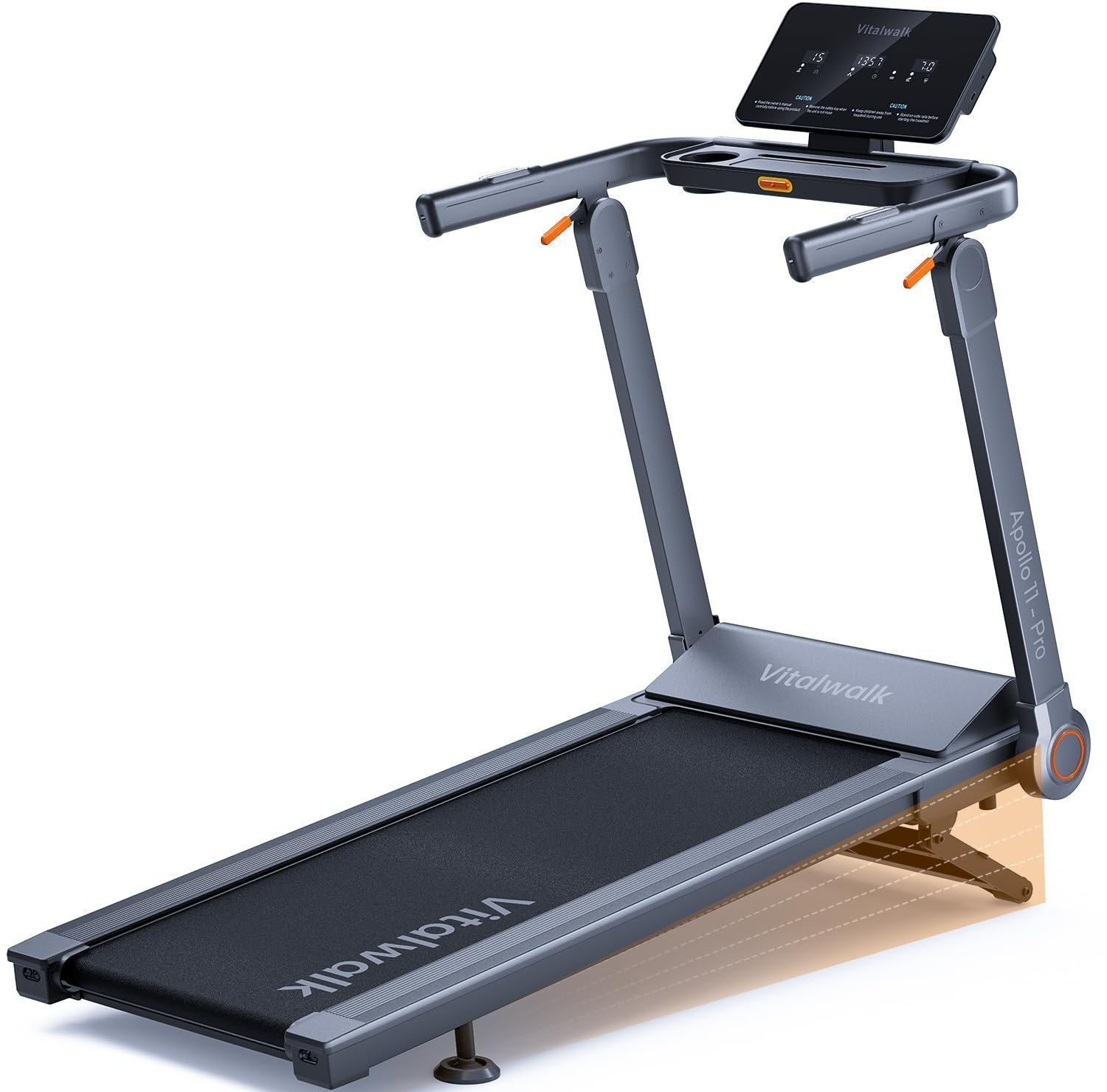 Vitalwalk Foldable Treadmill with Auto Incline, 48"x18" Wide Running Belt, 10MPH, 3.5HP Brushless, Walking Pad Treadmill for Home, Auto Folding, No Installation, 350LBS Capacity, APP