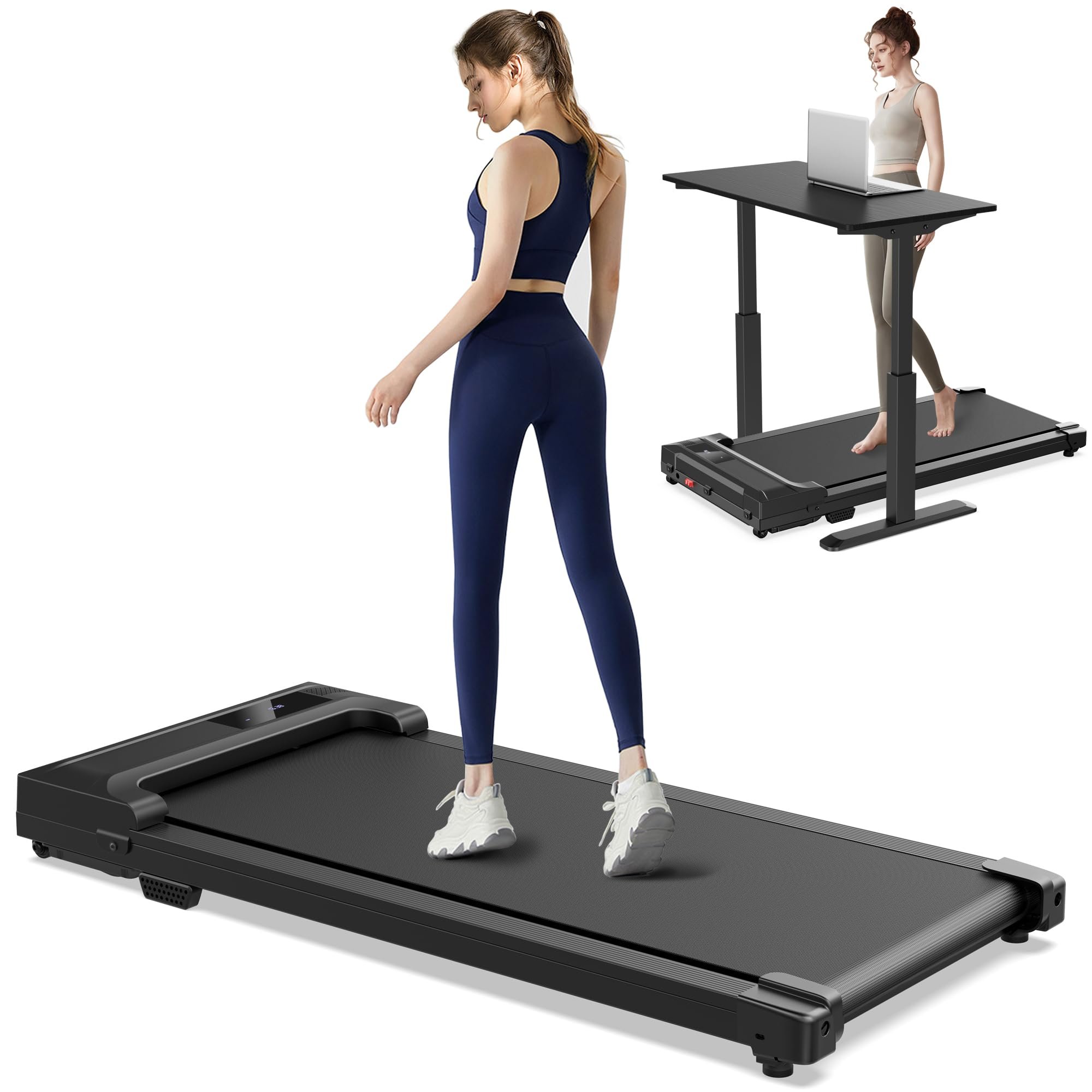 Walking Pad Treadmill for Home - Under Desk Treadmills Portable Mini Compact Walk Running Machine Pads Slim Lightweight Caminadora Eléctrica para Casa Office Small Spaces with Adjustable Speed Remote