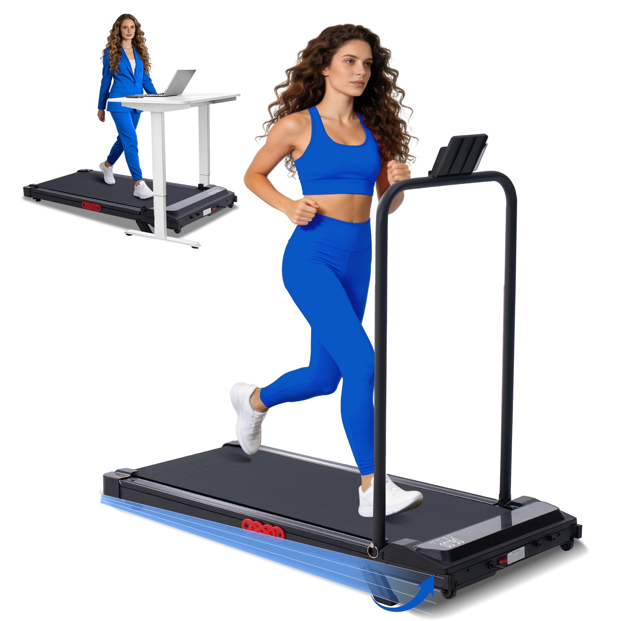 Walking Pad Treadmill with Incline, 2026 Upgrade Portable Under Desk Treadmill for Home Small with Handles, 3.0HP Walking Pad with Handle Bar, 0.6-7.6MPH, 350LBS
