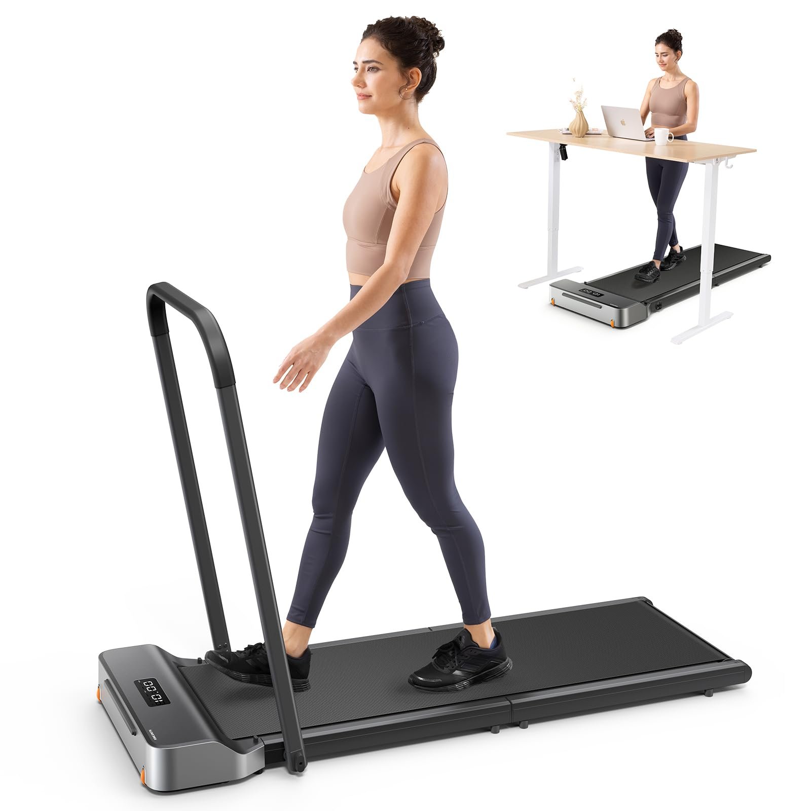 WalkingPad Foldable Walking Pad with Handle Bar, Treadmill for Home Office, Under Desk Treadmill with Adaptive Speed Control, Compact Design for Small Spaces