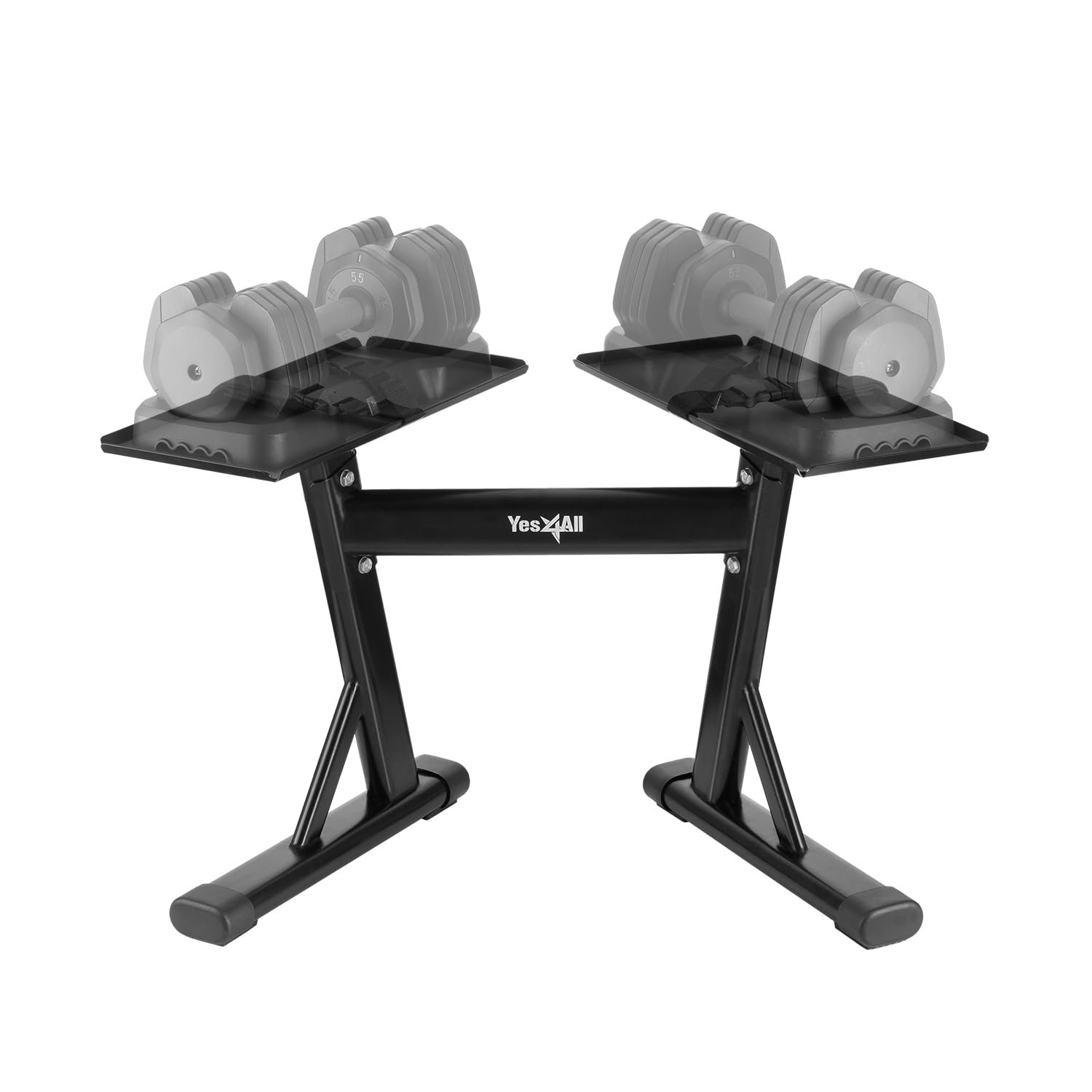 Yes4All Adjustable Dumbbell Stand - 160 Pound Capacity, Spotter Rack & Weight Rack with Strap, Easy Storage & Safety