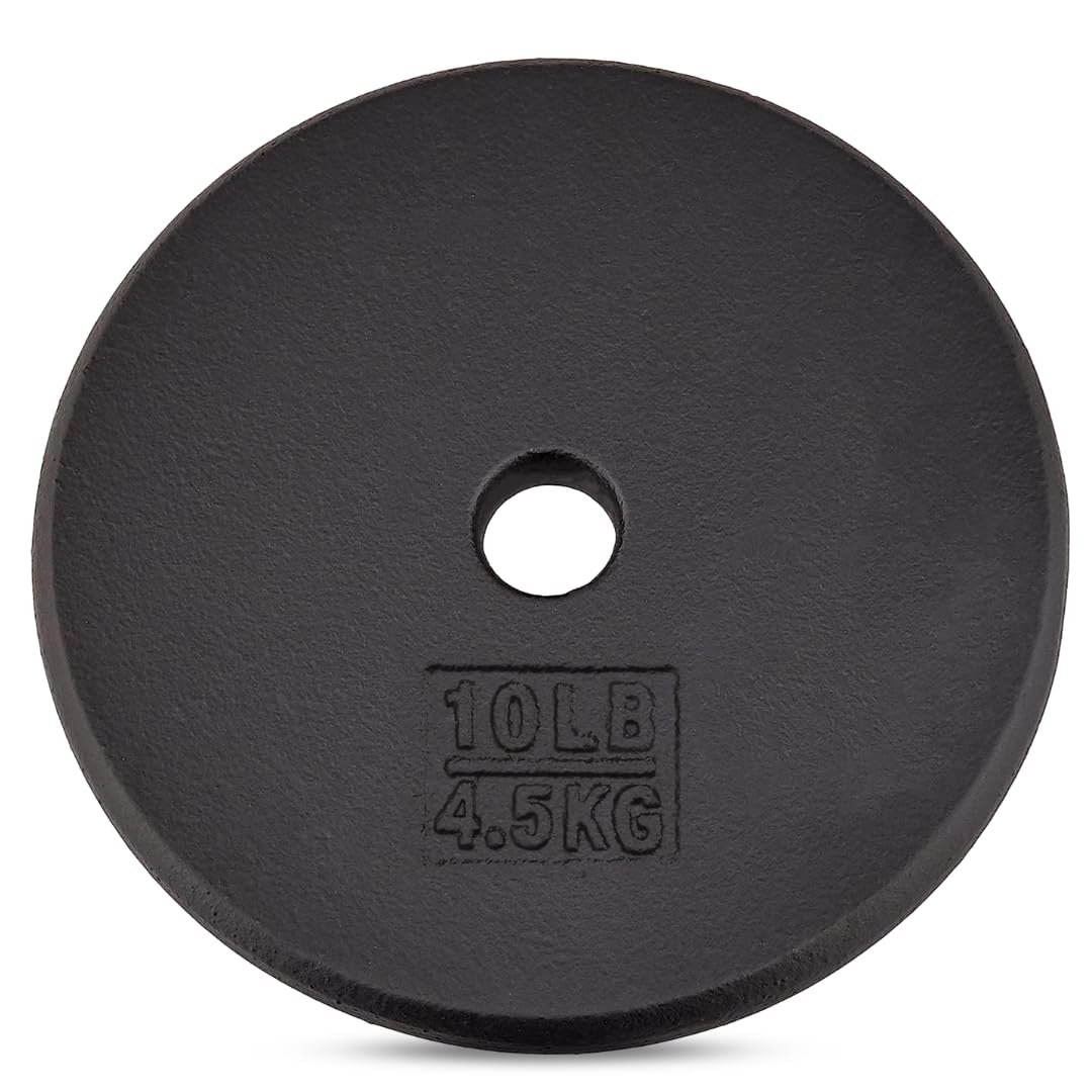 Yes4All Standard Weight Plates, 1-Inch Cast Iron Barbell Weights, Wide Range 5–50 LB, Ideal for Strength Training & Workout Routine, Available in Single, Pair & Set of 4