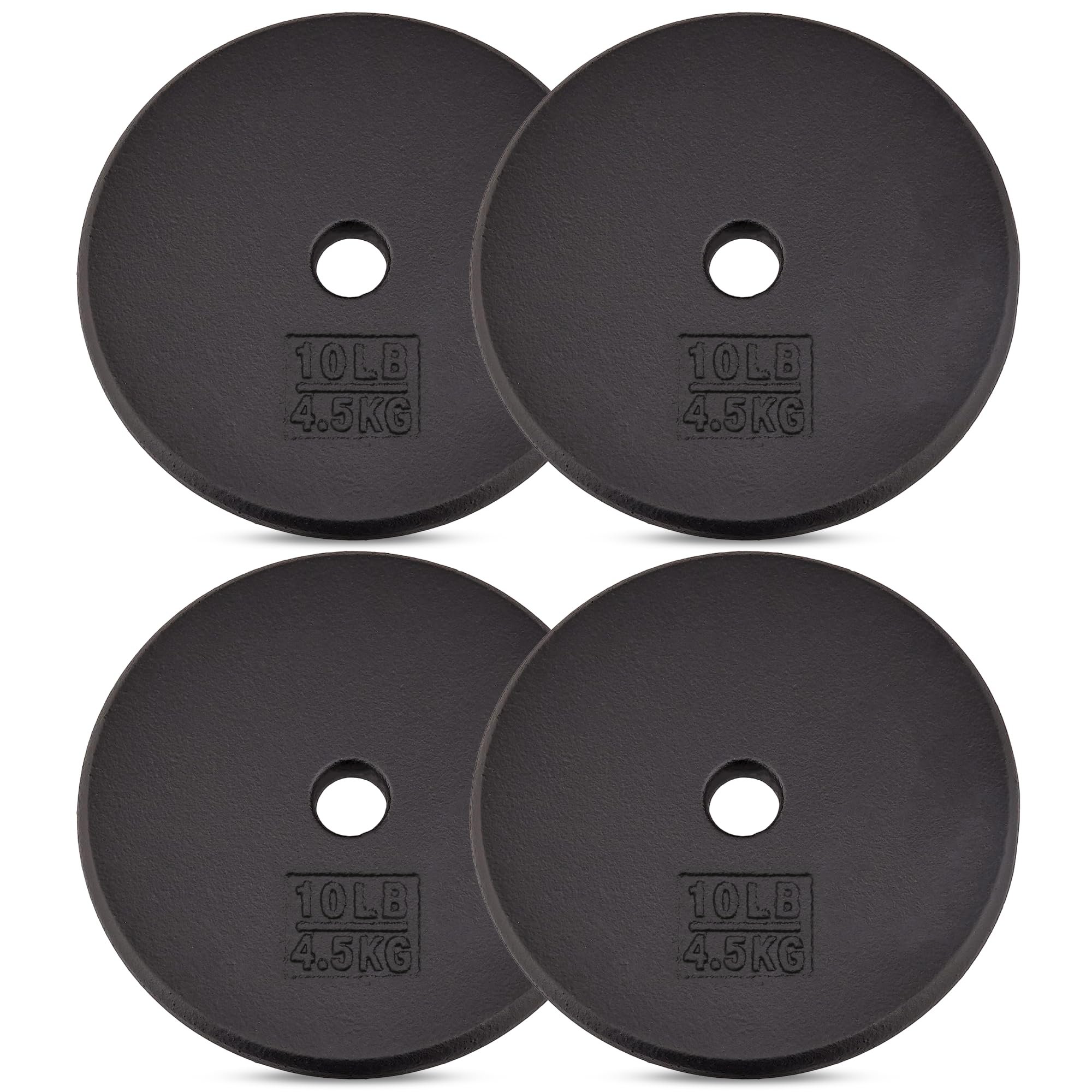 Yes4All Standard Weight Plates, 1-Inch Cast Iron Barbell Weights, Wide Range 5–50 LB, Ideal for Strength Training & Workout Routine, Available in Single, Pair & Set of 4